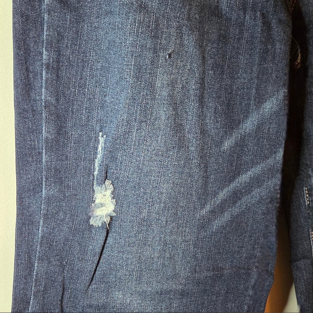 Dark Wash Flare Distressed Jeans, NWT - Picture 5 of 6
